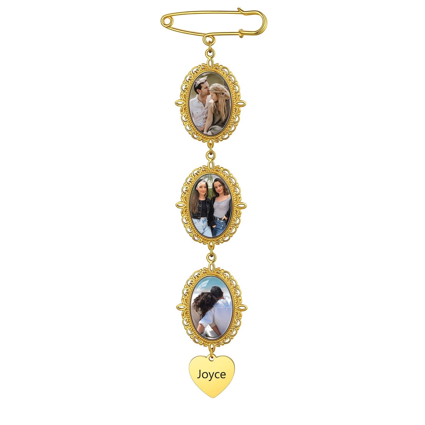 Customized Memorial Picture Charms Brooch Pins for Wedding