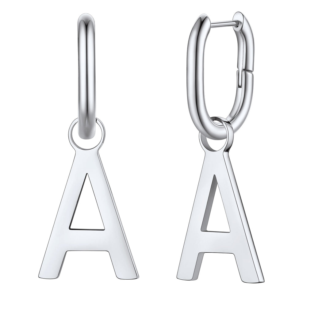 Hypoallergenic Initial Letter Dangle Earrings for