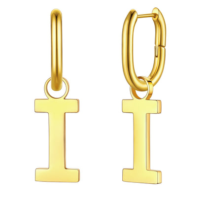Hypoallergenic Initial Letter Dangle Earrings for