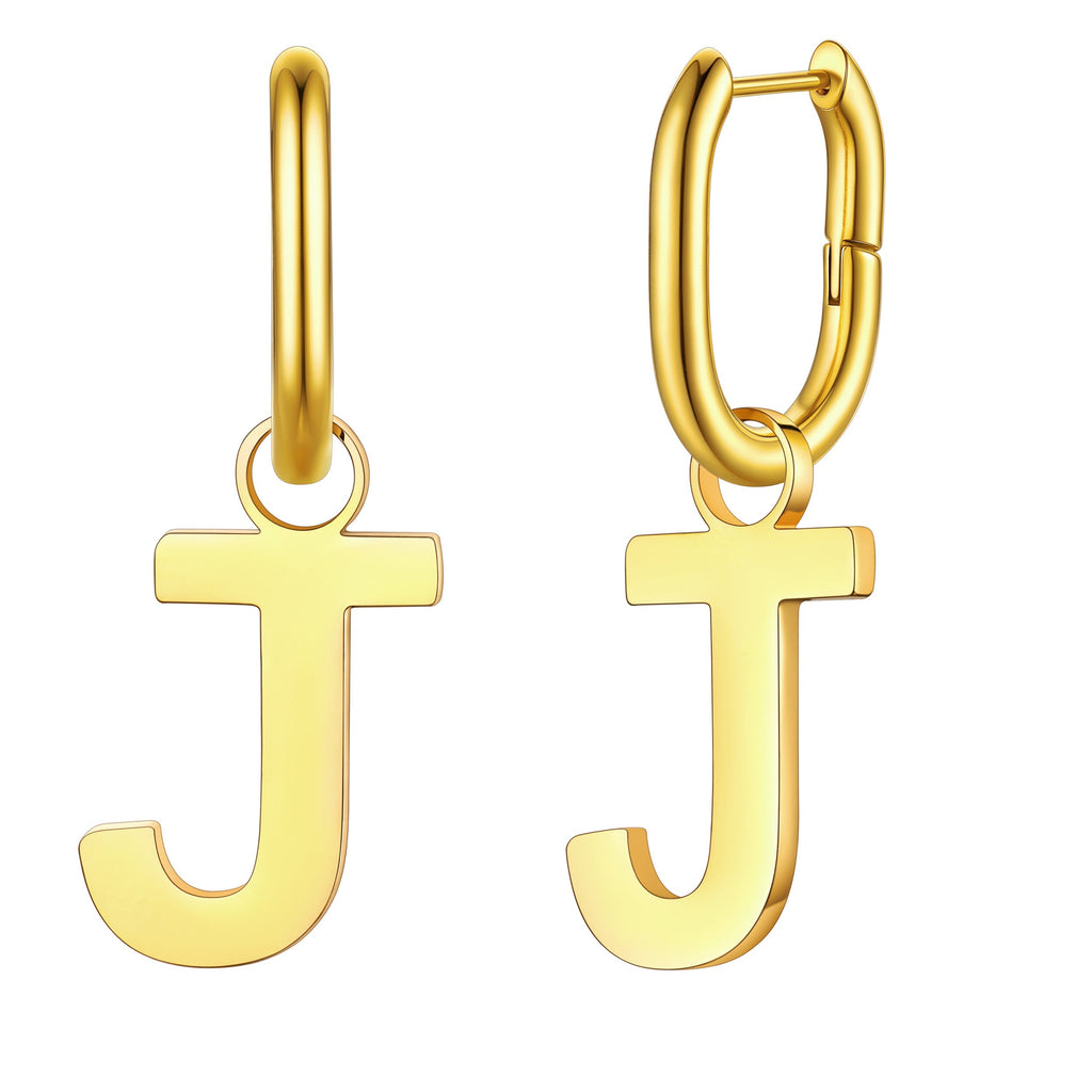 Hypoallergenic Initial Letter Dangle Earrings for
