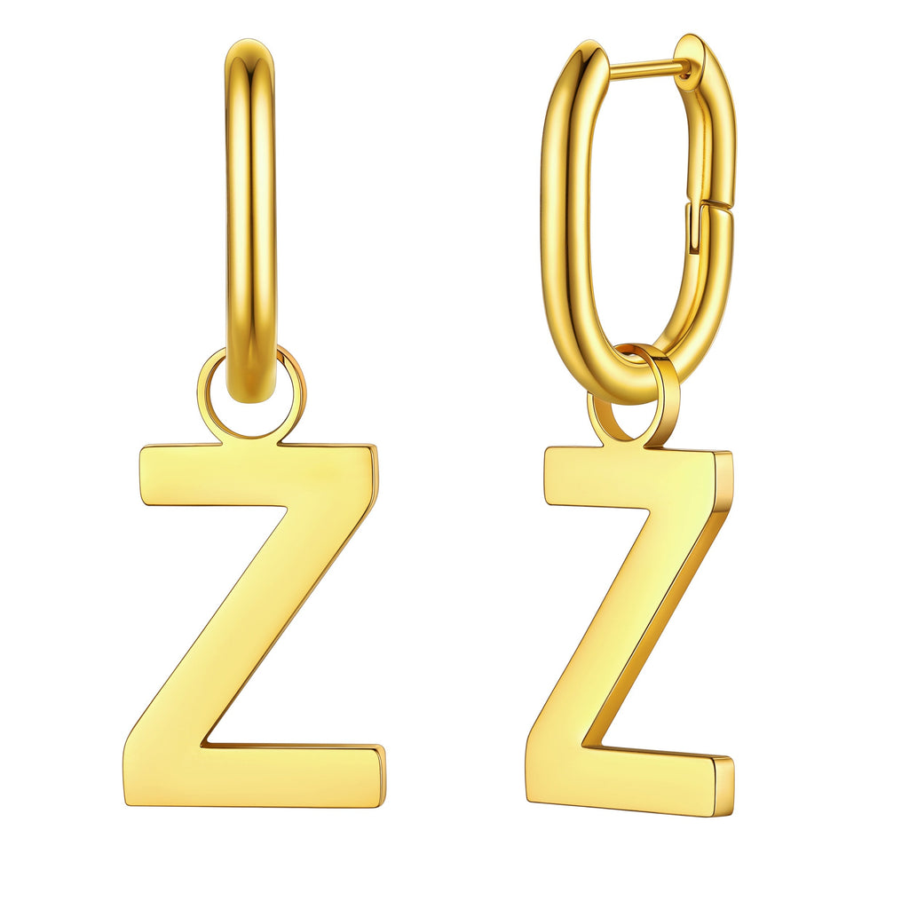 Hypoallergenic Initial Letter Dangle Earrings for