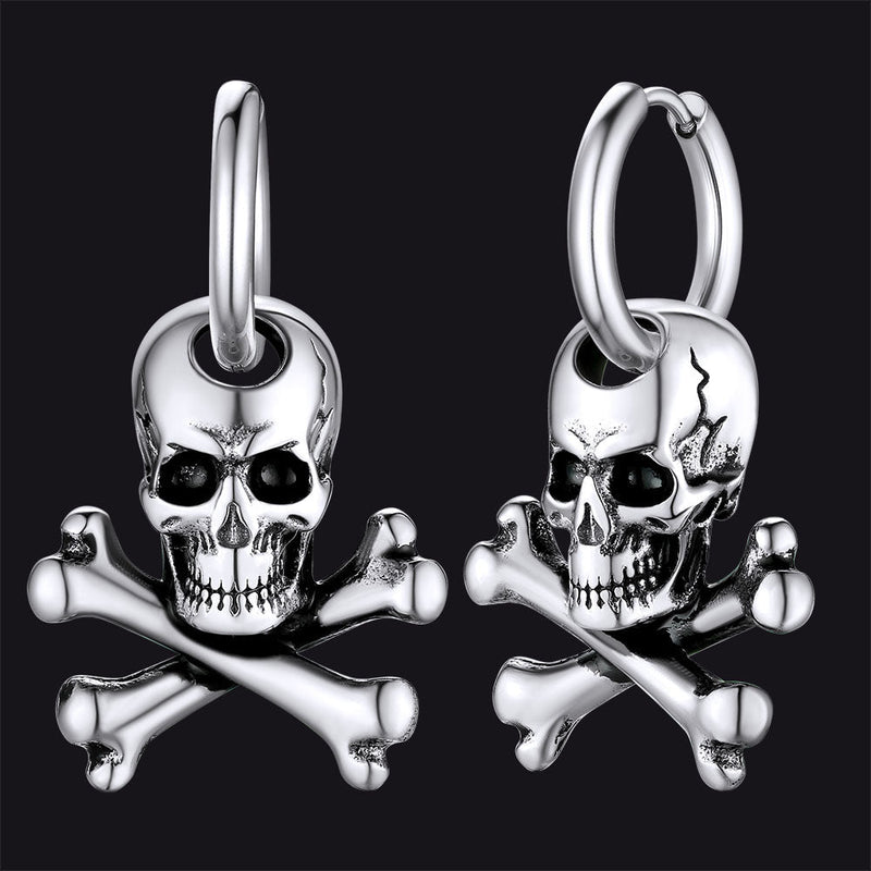 Punk Skull Crossbone Hoop Earrings Gift for