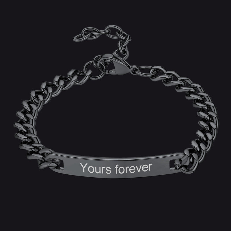 Customized Engraved Id Bar Cuban Chain Link Bracelet for