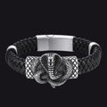 Gothic Black Cobra Snake Leather Bracelet Cuff Band for