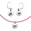 Dragonweave Equality Circle Charm Necklace and Earring Set, Silver Plated Pink Leather Choker and Leverback Earrings