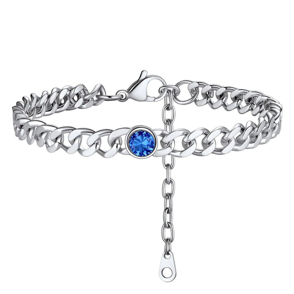 Personalized Birthstone Cuban Link Anklet for