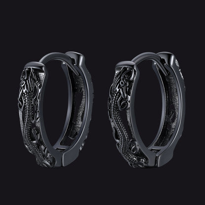 Gothic Punk Dragon Hollow Hoop Huggie Earrings for