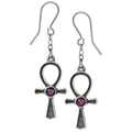Ankh of Osiris Amethyst Crystal Earrings by Alchemy Gothic
