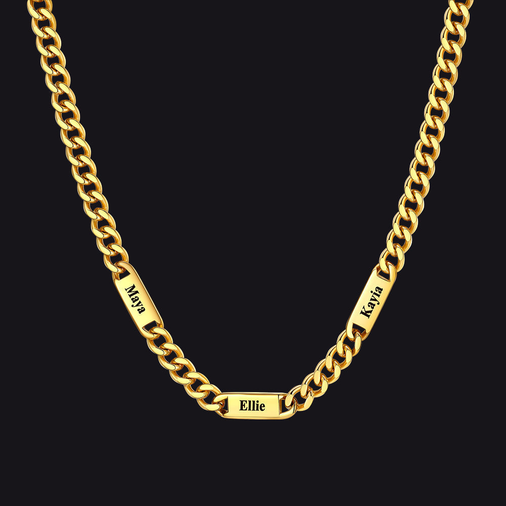 Customized Engraved Cuban Chain Name Link Necklace for