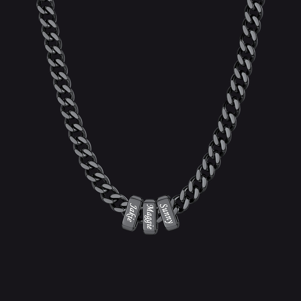 Custom Multi Charm Name Cuban Link Chain Necklace for Father Gift