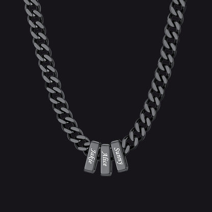 Custom Multi Charm Name Cuban Link Chain Necklace for Father Gift
