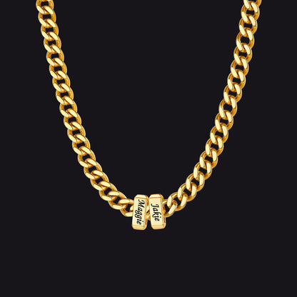 Custom Multi Charm Name Cuban Link Chain Necklace for Father Gift