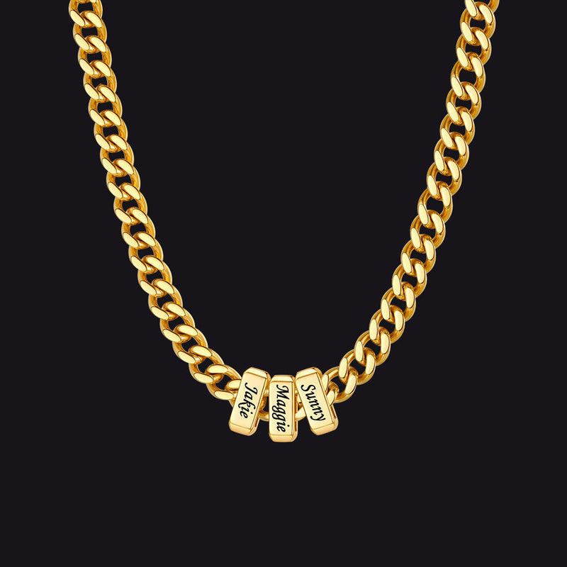 Custom Multi Charm Name Cuban Link Chain Necklace for Father Gift