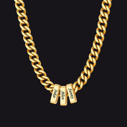 Custom Multi Charm Name Cuban Link Chain Necklace for Father Gift