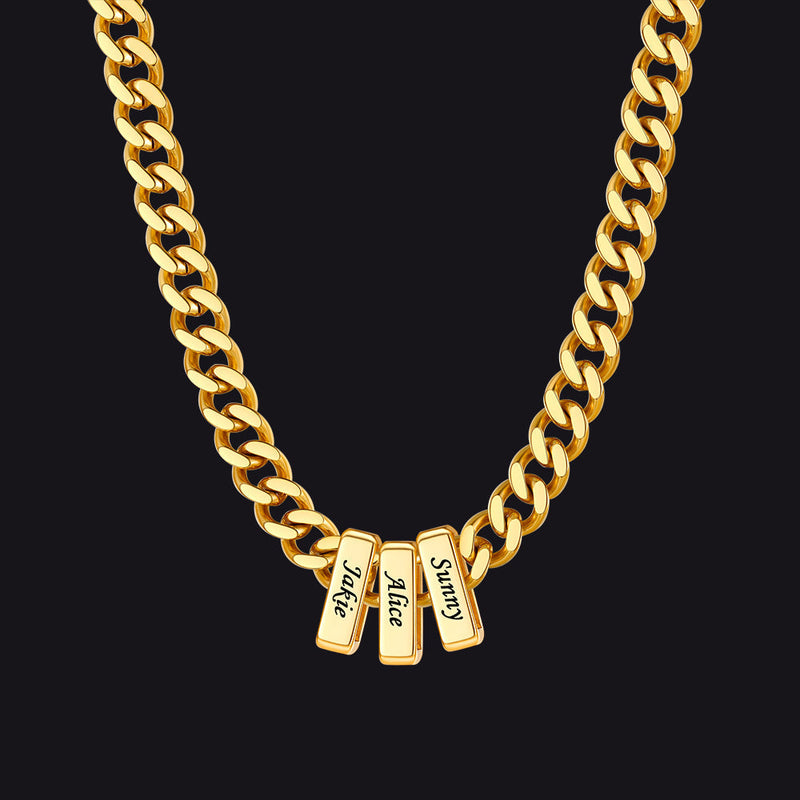 Custom Multi Charm Name Cuban Link Chain Necklace for Father Gift