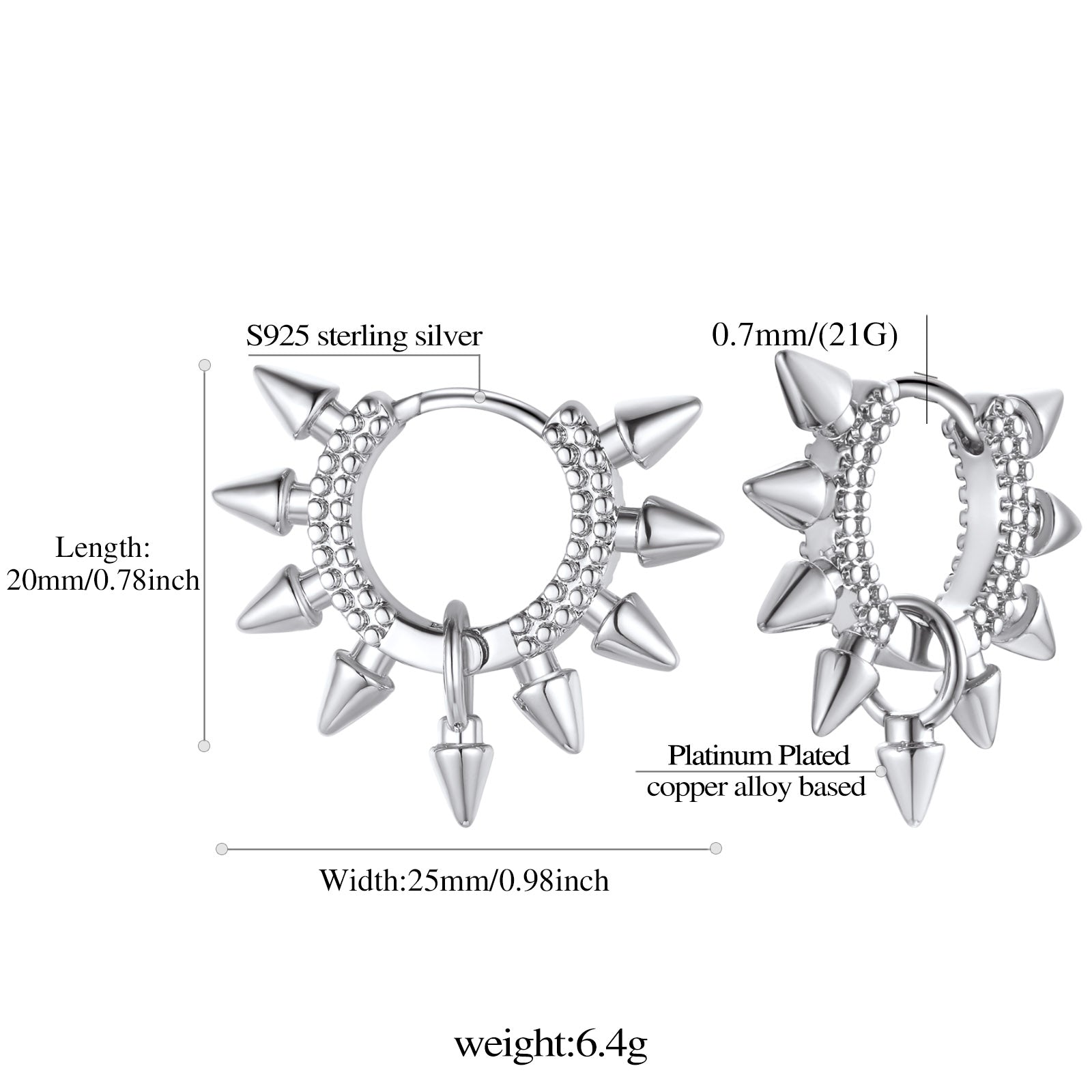 Rivet and Spike Hoop Earrings for