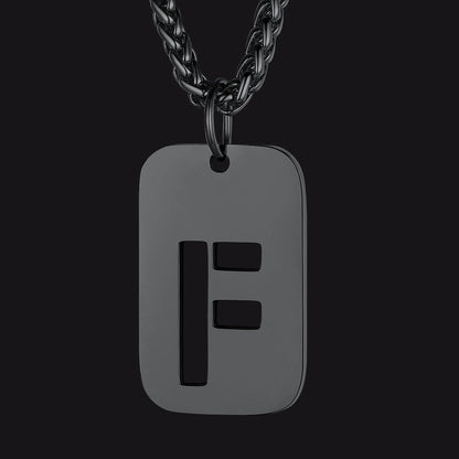 Personalized Hollow Letter Initial Dog Tag Pendant Necklace for