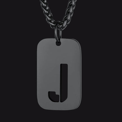 Personalized Hollow Letter Initial Dog Tag Pendant Necklace for