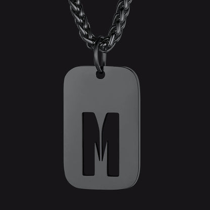 Personalized Hollow Letter Initial Dog Tag Pendant Necklace for
