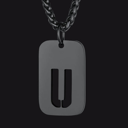 Personalized Hollow Letter Initial Dog Tag Pendant Necklace for