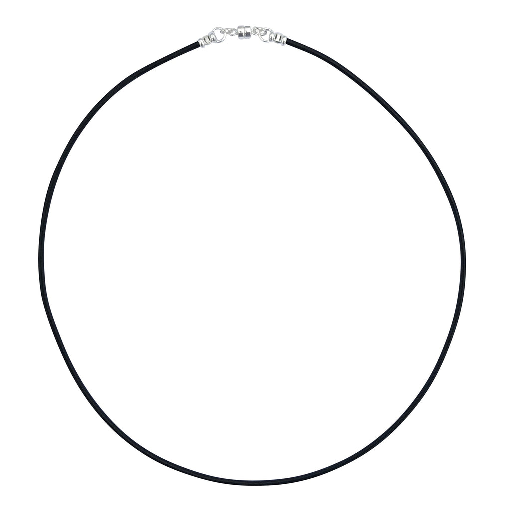 Sterling Silver 1.8mm Fine Black Leather Cord Necklace With Magnet Clasp