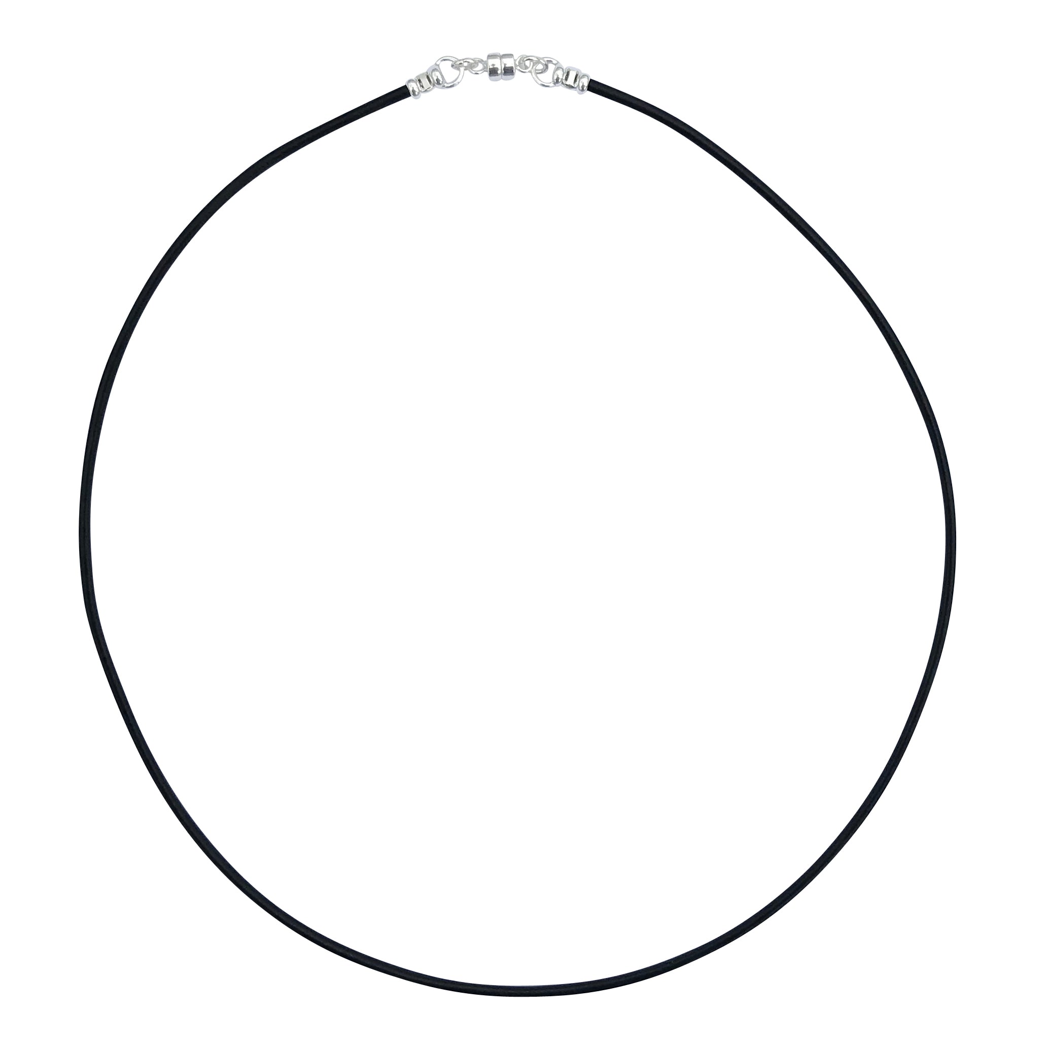 Sterling Silver 1.8mm Fine Black Leather Cord Necklace With Magnet Clasp