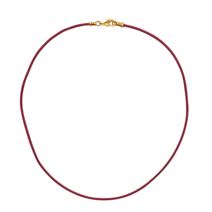 Gold Plated 1.8mm Fine Burgundy Red Leather Cord Necklace