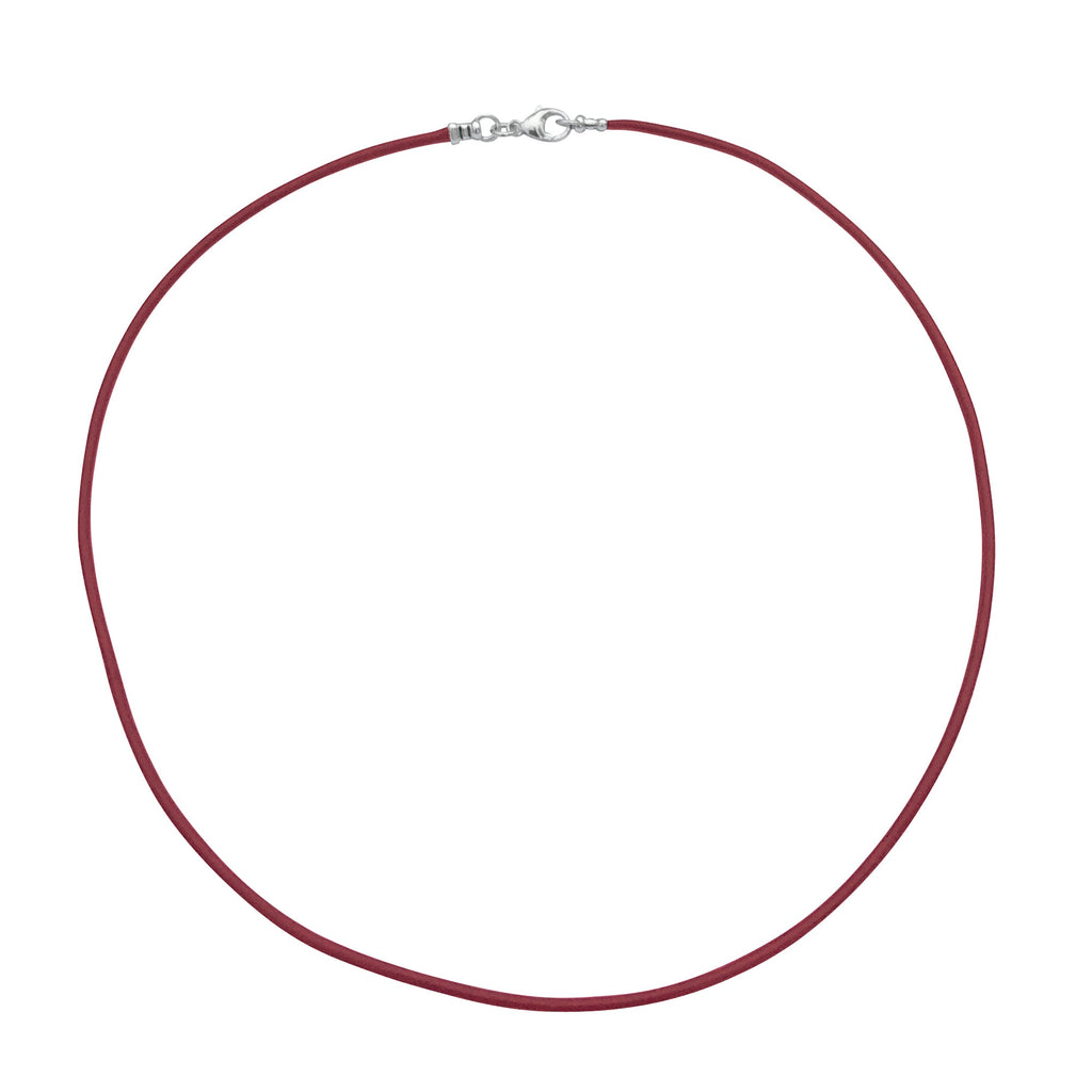 Sterling Silver 1.8mm Fine Burgundy Red Leather Cord Necklace