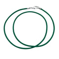 Sterling Silver 1.8mm Fine Emerald Green Leather Cord Necklace