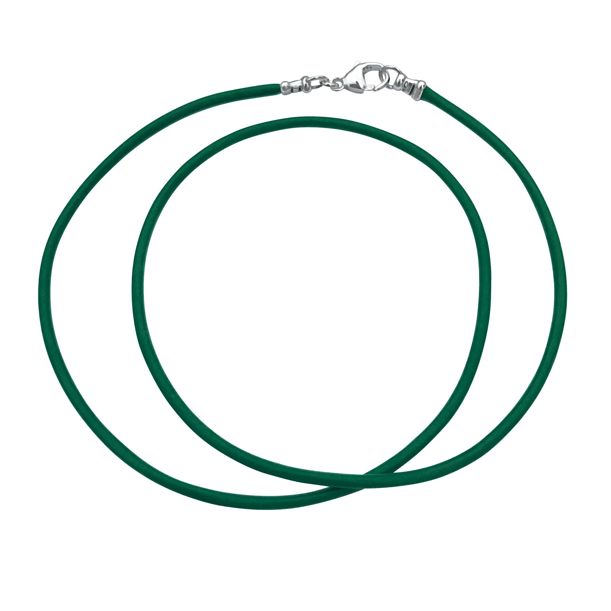 Sterling Silver 1.8mm Fine Emerald Green Leather Cord Necklace