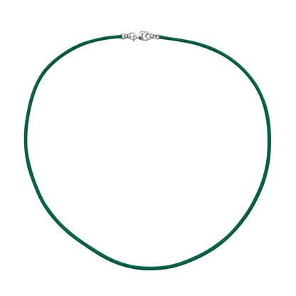 Sterling Silver 1.8mm Fine Emerald Green Leather Cord Necklace