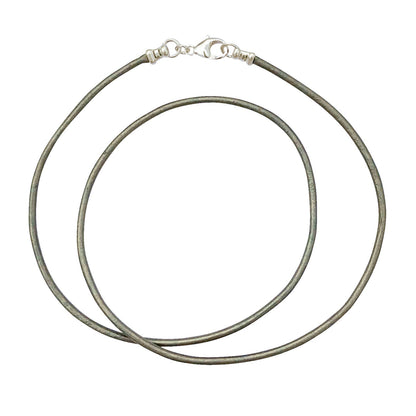 Sterling Silver 1.8mm Fine Metallic Gray Leather Cord Necklace