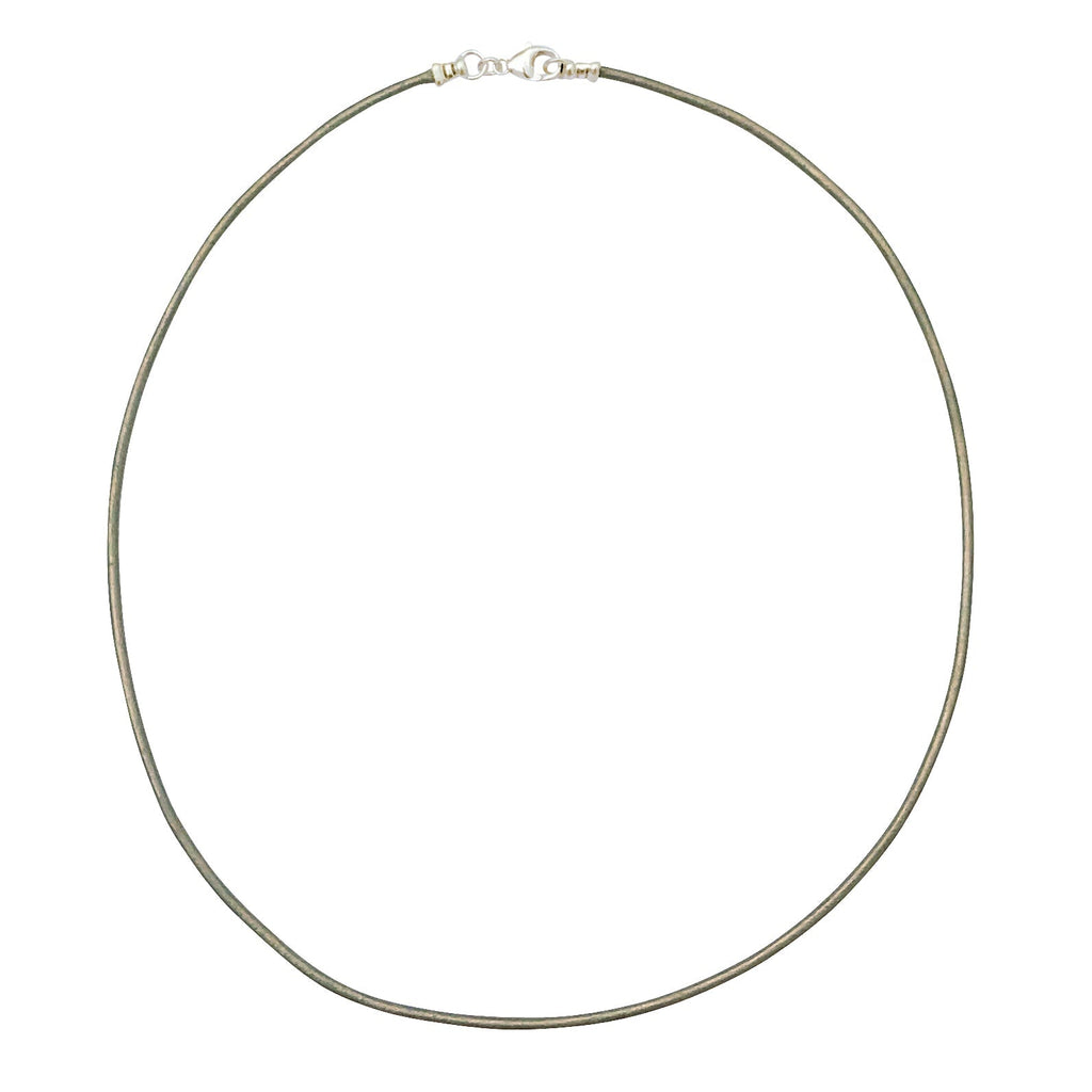 Sterling Silver 1.8mm Fine Metallic Gray Leather Cord Necklace