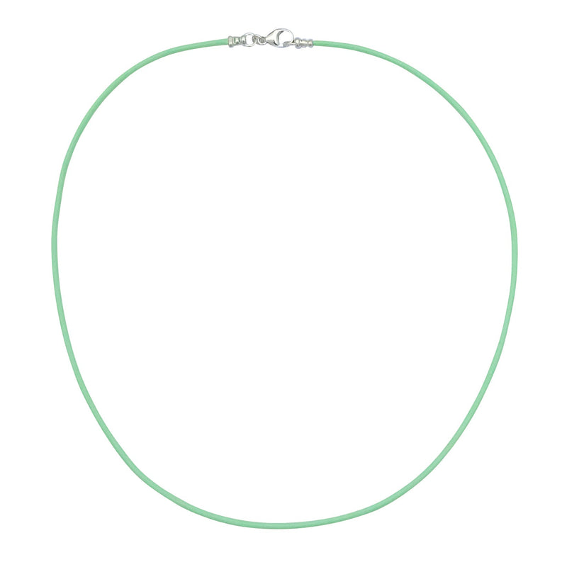 Sterling Silver 1.8mm Fine Mint Green Leather Cord Necklace