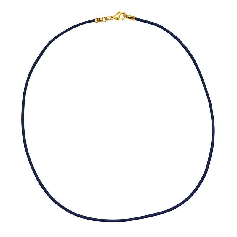 Gold Plated 1.8mm Fine Navy Blue Leather Cord Necklace