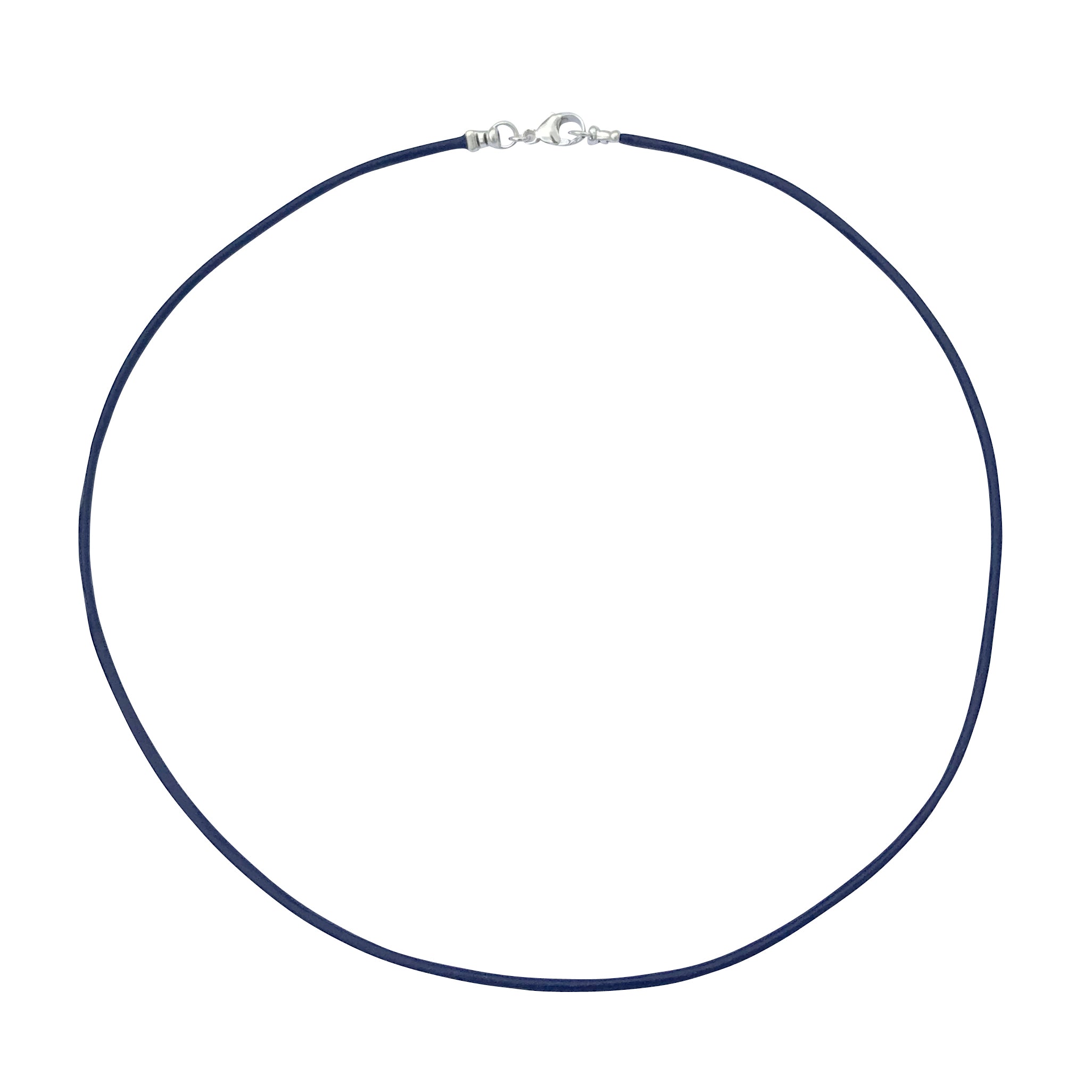 Sterling Silver 1.8mm Fine Navy Blue Leather Cord Necklace