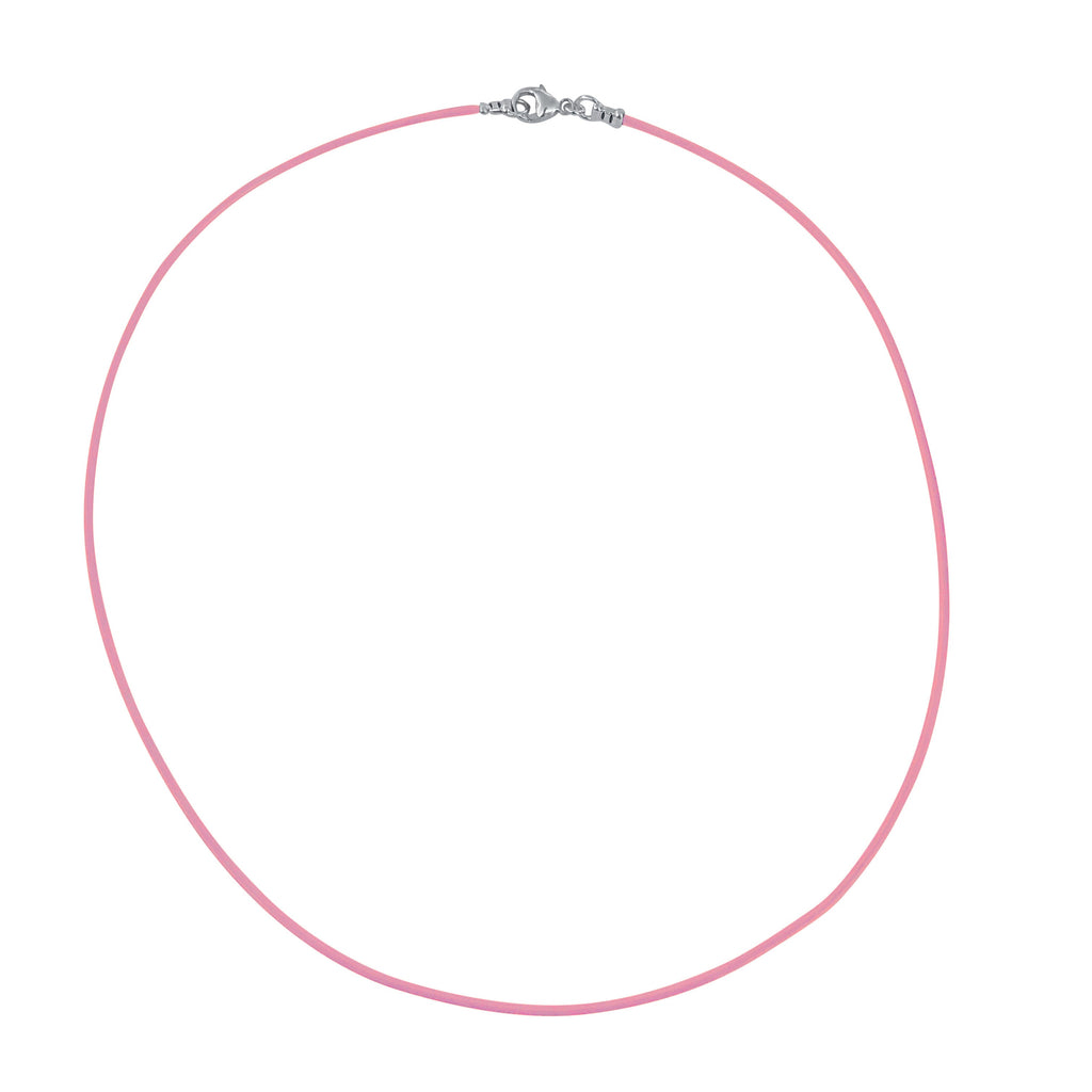 Sterling Silver 1.8mm Fine Pink Leather Cord Necklace