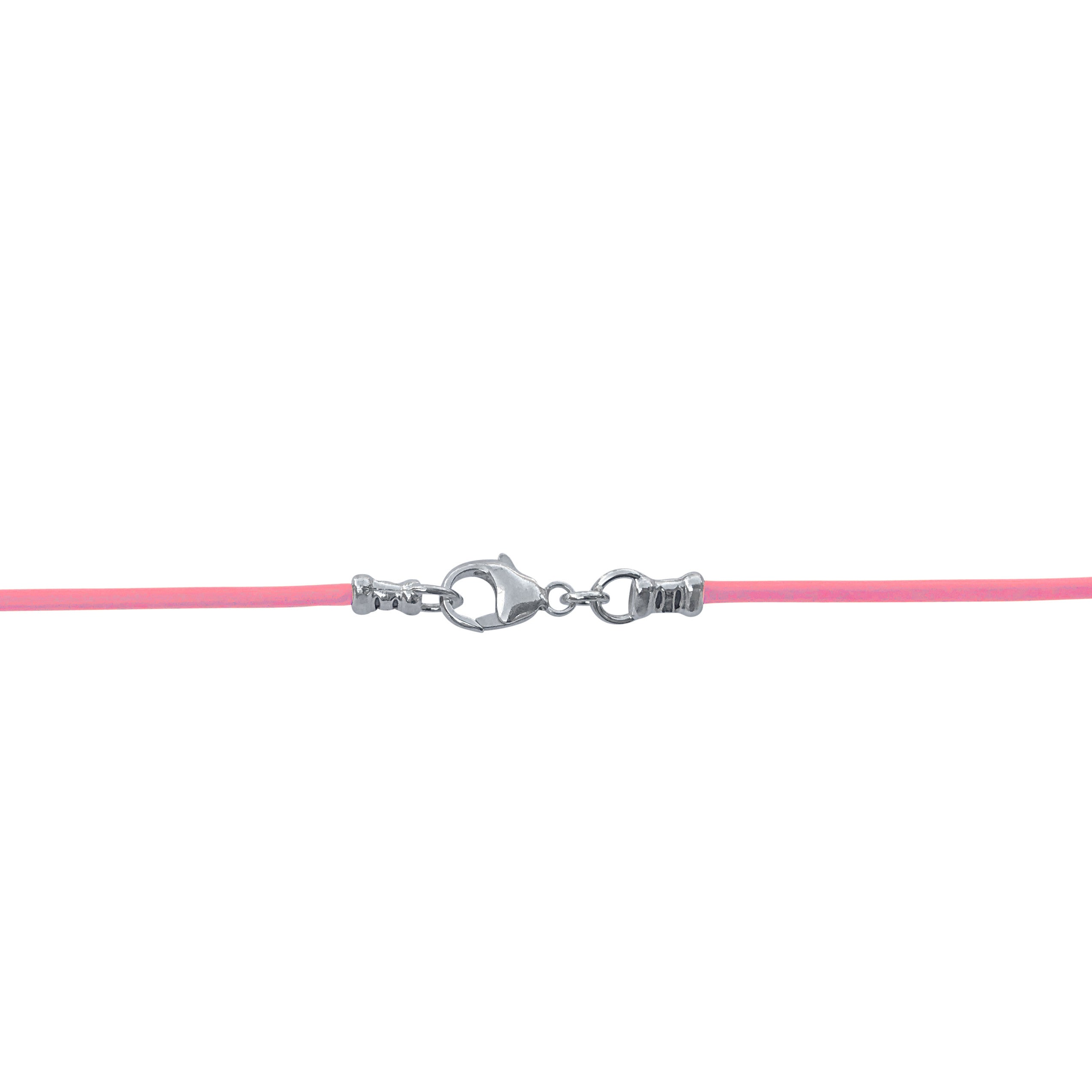 Sterling Silver 1.8mm Fine Pink Leather Cord Necklace