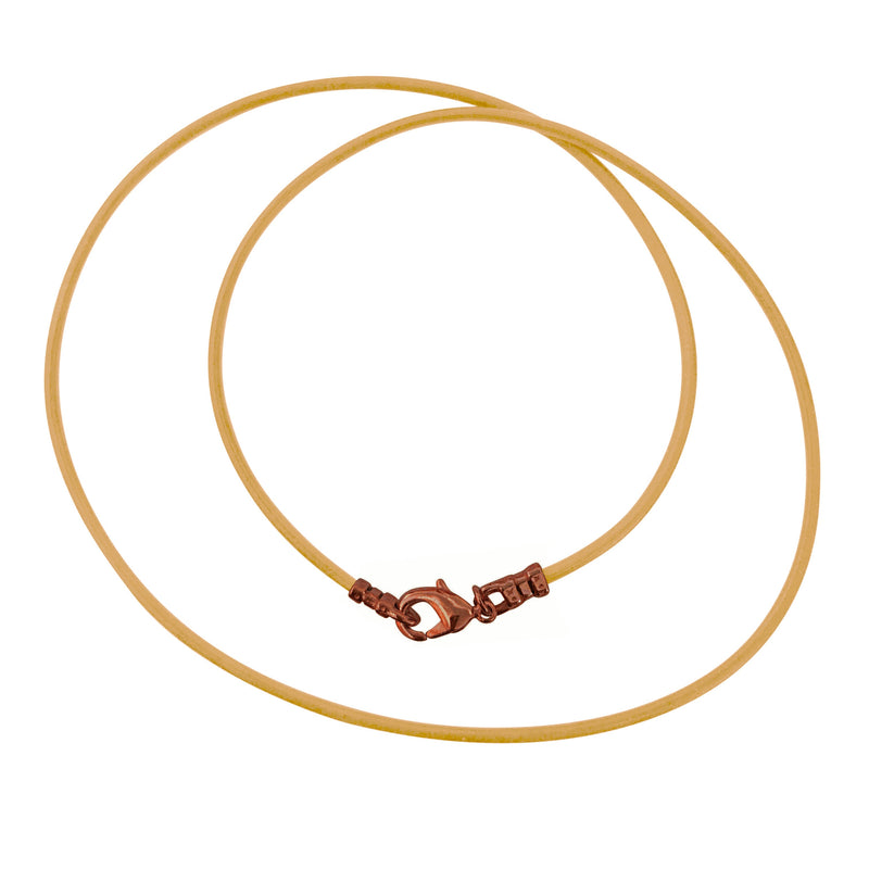 Antique Copper 1.8mm Fine Natural Light Tan Leather Cord Necklace
