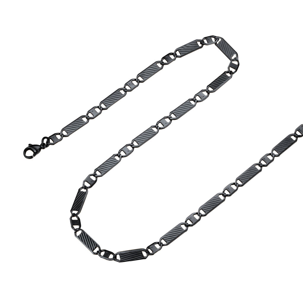 Flash Black Flat Mariner Chain Necklace for