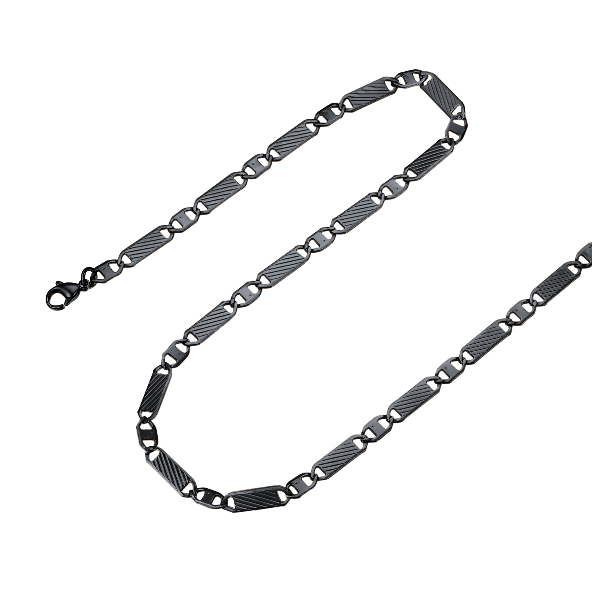 Flash Black Flat Mariner Chain Necklace for