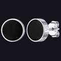 Roman Numerals Black Onyx Stud Earrings in Sterling Silver for