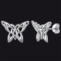Silver Celtic Butterfly Stud Earrings for