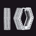 Hexagon Viking Diamond Hoop Earrings With Runes for