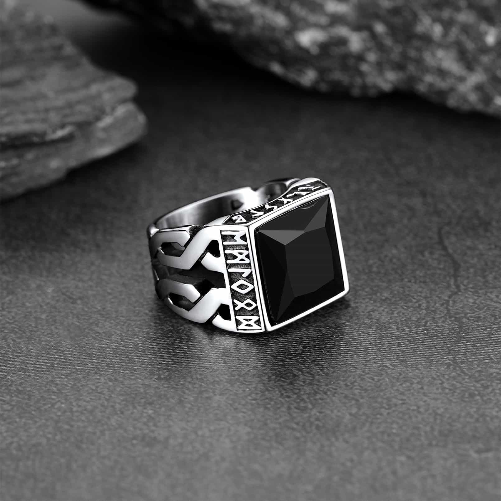 Custom Celtic Gemstone Ring With Runes for