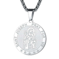 Flash Engraved Catholic Saint Joseph Pendant Necklace