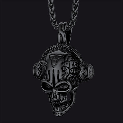 Gothic Earphone Skull Necklace Pendant for