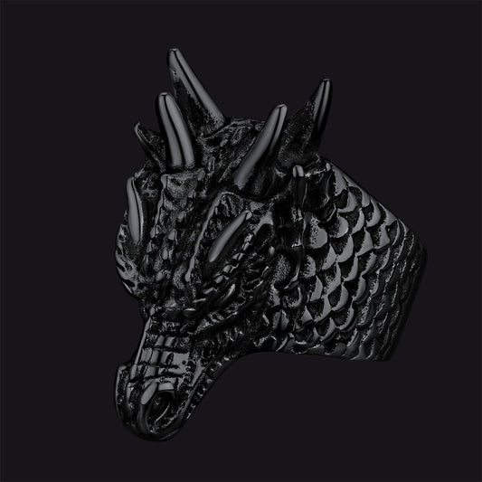 Punk Dragon Head Stainless Steel Ring for