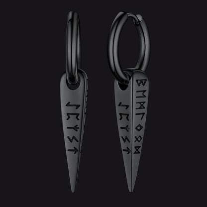 Norse Viking Runes Hoop Huggie Earrings for