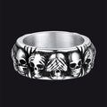 See No Evil, Hear No Evil, Speak No Evil Skulls Ring for